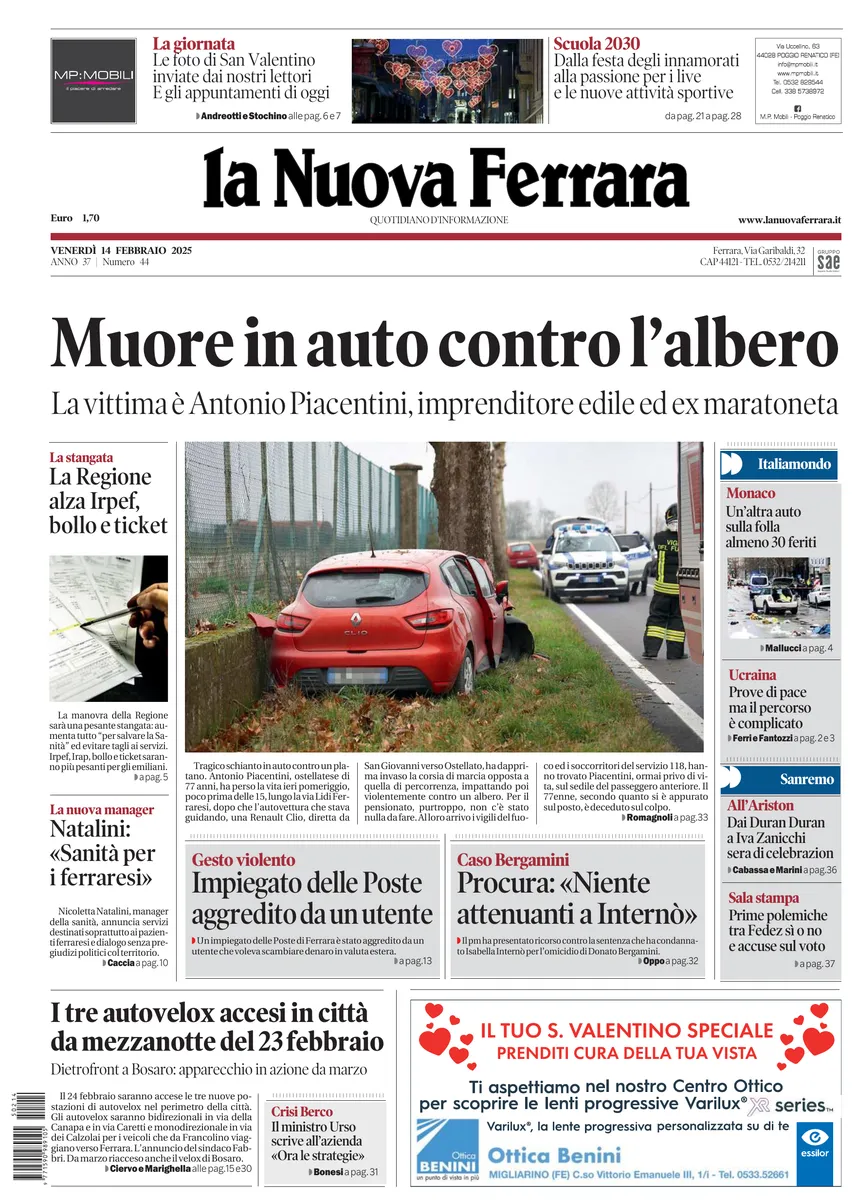 Prima-pagina-nuova ferrara-oggi-edizione-del-2025-02-14